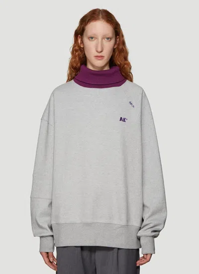 Ader Error Women Man To Man Knitted-neck Sweatshirt In Gray