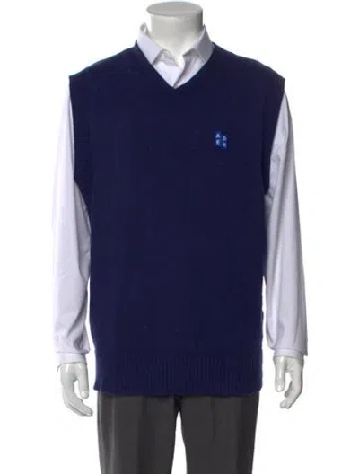 Pre-owned Ader Error Wool Colorblock Pattern Sweater Vest In Blue