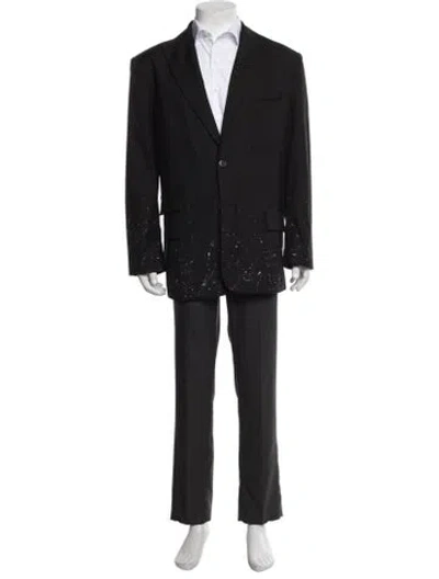 Pre-owned Ader Error Wool Graphic Print Blazer In Black