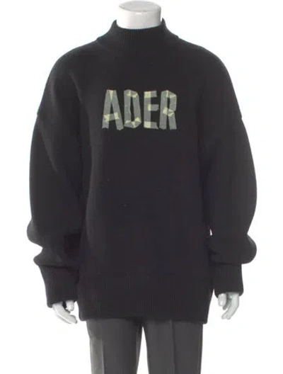 Pre-owned Ader Error Wool Graphic Print Pullover In Black