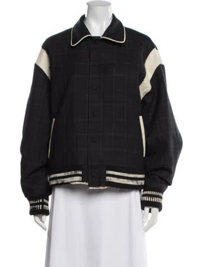Pre-owned Ader Error Wool Plaid Print Bomber Jacket In Black