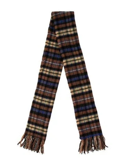 Pre-owned Ader Error Wool Plaid Print Scarf In Brown