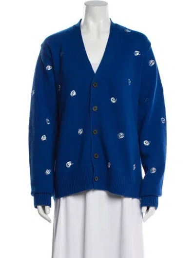 Pre-owned Ader Error Wool V-neck Sweater In Blue