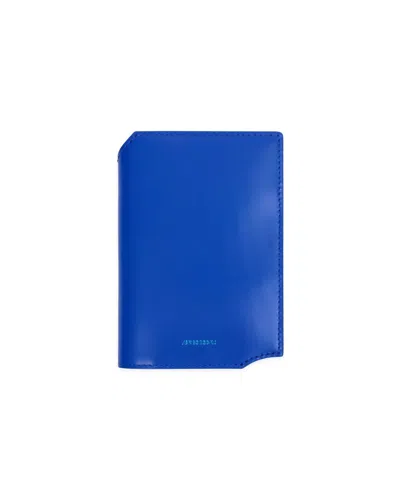 Adererror Calf Leather Passport Wallet With Logo Stamp In Blue