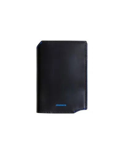 Adererror Calf Leather Passport Wallet With Signature Logo In Black