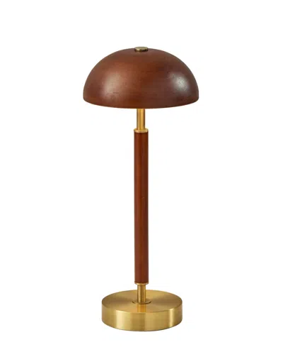 Adesso 14.6" Wood Ronny Cordless Led Table Lamp In Brown