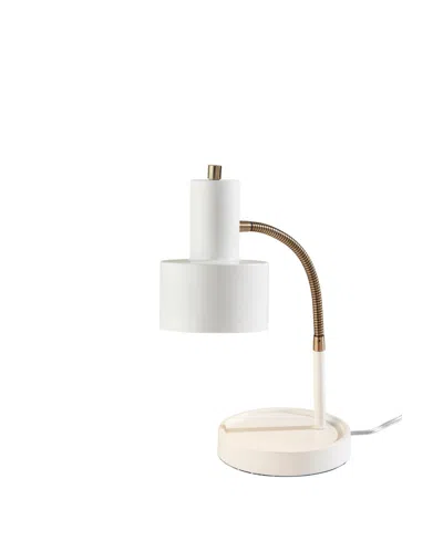 Adesso 17" Baker Desk Lamp In White Antique-like Brass