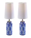 Adesso 17" Ceramic Polly Set Of 2 Table Lamps In White,blue Ceramic
