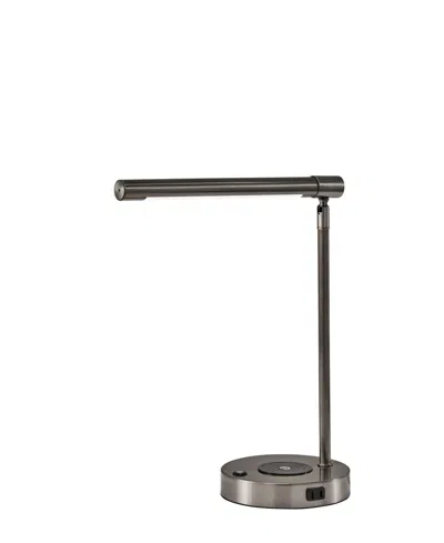 Adesso 24" Metal Dax Led Wireless Charging Desk Lamp In Silver