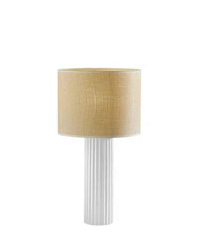 Adesso 24.25" Ceramic Primrose Table Lamp In White Ribbed Ceramic