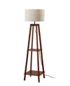 Adesso 59.75" Wood Kirby Shelf Floor Lamp In Walnut Wood