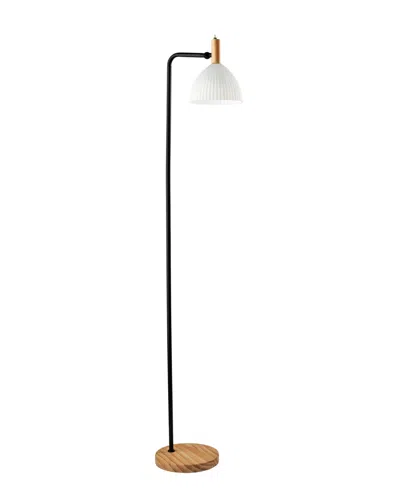 Adesso 60" Wood Peyton Floor Lamp In Black Natural Wood