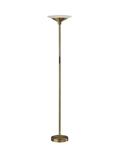 Adesso 71" Solar Led Torchiere In Antique-like Brass