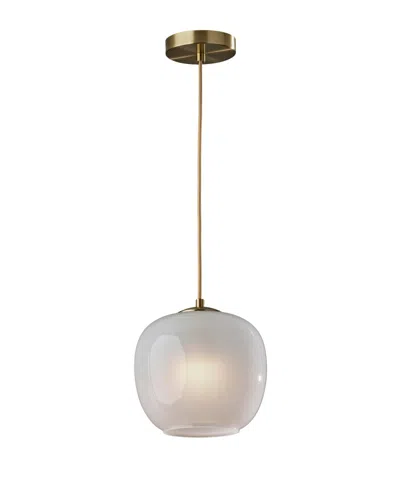Adesso 9" Magnolia Pendant In Antique-like Brass