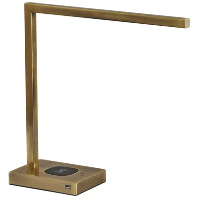 Adesso Aidan Brass Led Wireless Charging Desk Lamp With Usb Port