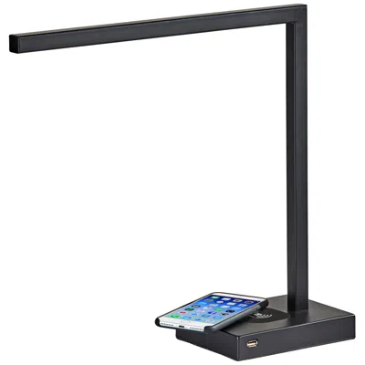 Adesso Aidan Matte Black Charge Led Desk Lamp With Usb Port