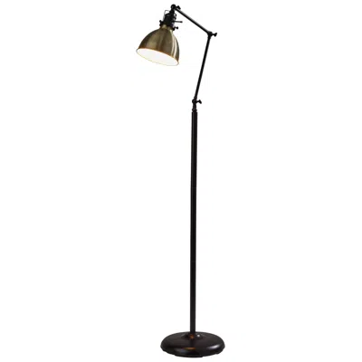 Adesso Alden Antique Bronze And Brass Adjustable Floor Lamp In Black