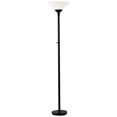 Adesso Aries Matte Black Torchiere Floor Lamp