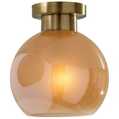 Adesso Atticus Flush Mount - Antique Brass In Gold