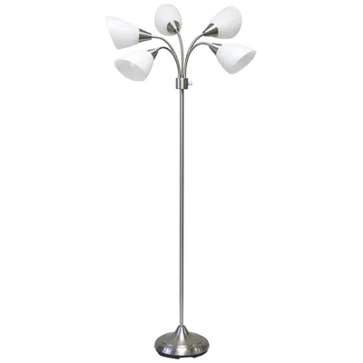 Adesso Ballou Brushed Steel 5-light Gooseneck-arm Floor Lamp