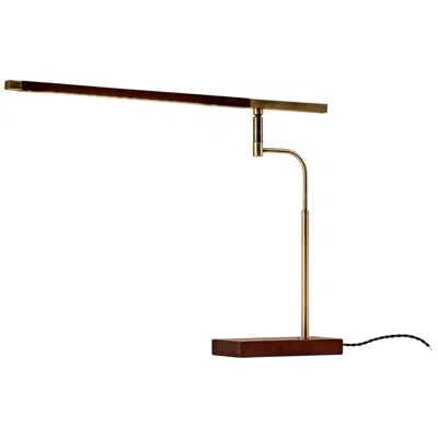 Adesso Barrett Adjustable Height Walnut And Brass Modern Led Usb Desk Lamp