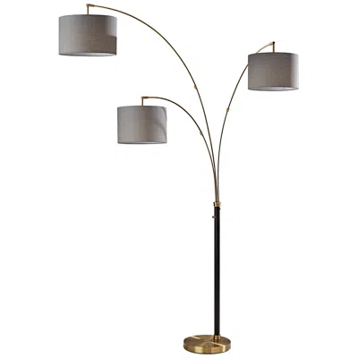 Adesso Bergen Black And Antique Brass 3-light Arc Floor Lamp