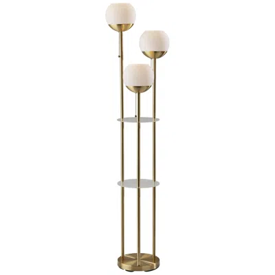 Adesso Bianca Antique Brass Metal 3-light 2-shelf Floor Lamp