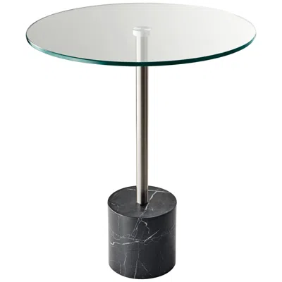 Adesso Blythe 17 3/4" Wide Glass And Black Marble Modern End Table