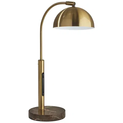 Adesso Bolton Antique Brass Led Desk Lamp With Smart Switch