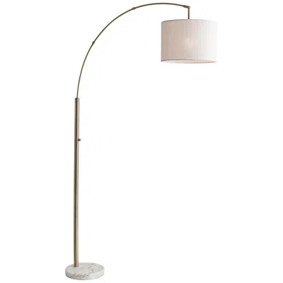 Adesso Bowery 73 1/2" High Marble And Antique Brass Arc Floor Lamp