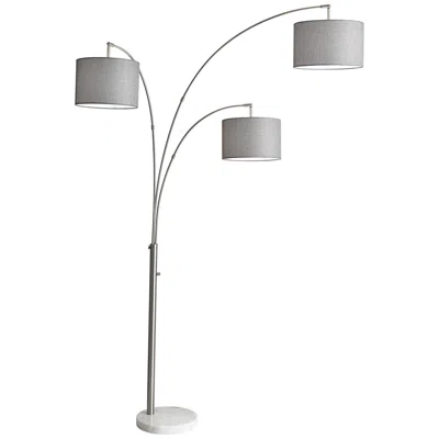 Adesso Bowery 85" Brushed Steel 3-arm Modern Arc Floor Lamp