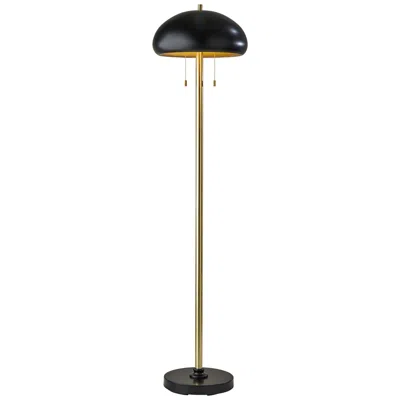 Adesso Cap Black And Antique Brass Metal Floor Lamp