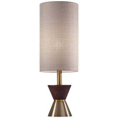 Adesso Carmen 23" Antique Brass And Walnut Wood Accent Table Lamp