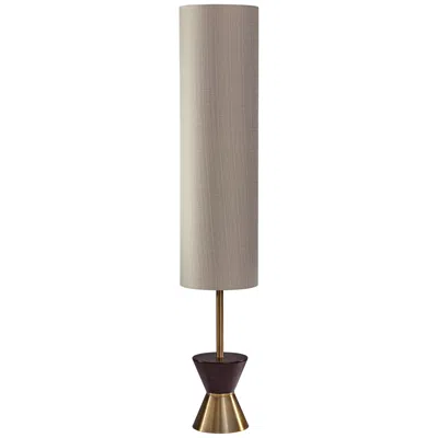 Adesso Carmen 59" High Antique Brass And Walnut Rubberwood Floor Lamp