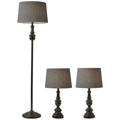 Adesso Chandler Dark Bronze 3-piece Floor And Table Lamp Set
