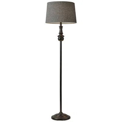 Adesso Charles 60" High Black Metal Stem Floor Lamp