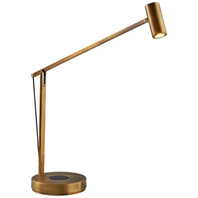 Adesso Crane Brass Touch Desk Lamp With Usb Port Wireless Charging