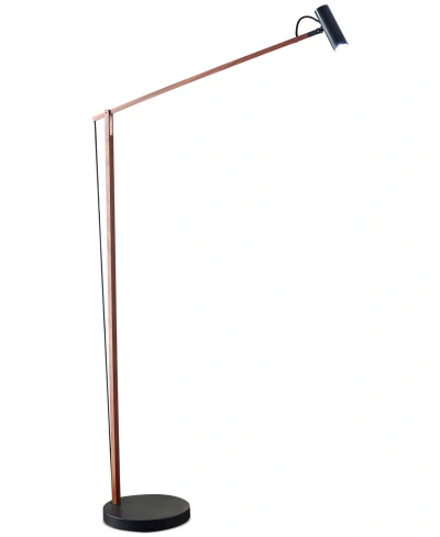 Adesso Crane Led Spotlight Swing Arm Floor Lamp In Walnut Wood