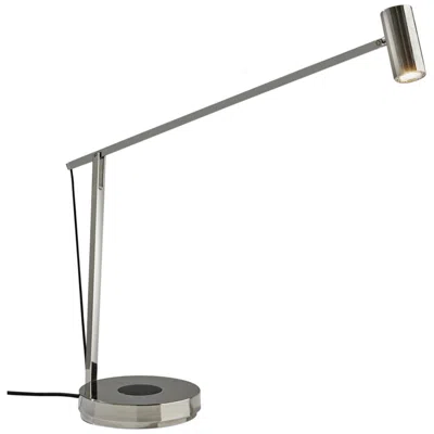 Adesso Crane Nickel Touch Desk Lamp With Usb Port Wireless Charging