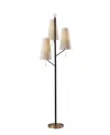 Adesso Daniel Floor Lamp In Black With Antique-like Brass Accents