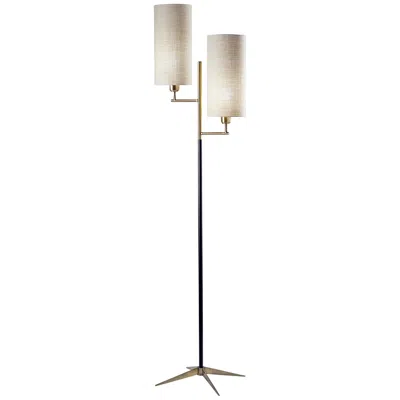 Adesso Davis Matte Black And Antique Brass Floor Lamp