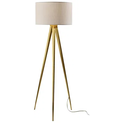 Adesso Director Floor Lamp - Antique Brass In Animal Print