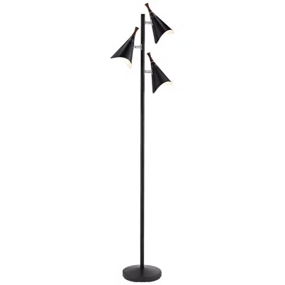 Adesso Draper 68" High 3-light Black Finish Mid-century Modern Floor Lamp