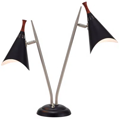 Adesso Draper Mid-century 22" Two Light Matte Black Modern Desk Lamp