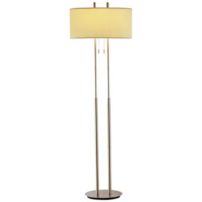 Adesso Duo Light Satin Steel Floor Lamp