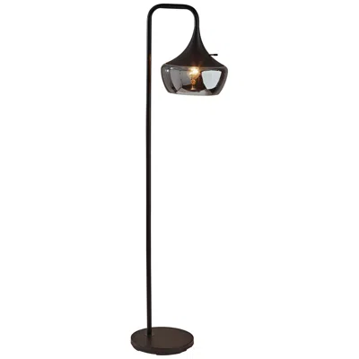 Adesso Eliza Black Metal Floor Lamp W/ Smoked Mercury Glass Shade