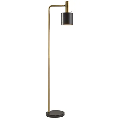 Adesso Emmett Antique Brass And Black Reading Floor Lamp