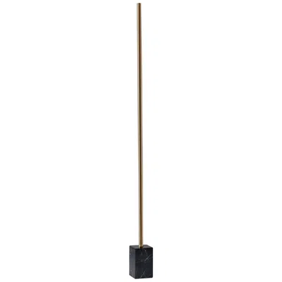 Adesso Felix Antique Brass And Black Marble Led Floor Lamp