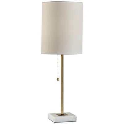 Adesso Fiona Antique Brass Accent Table Lamp With Marble Base