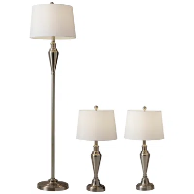 Adesso Glendale Brushed Steel 3-piece Floor And Table Lamp Set